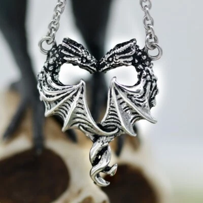 Dragon Necklace Heart couple Pendant heart necklace stainless steel by controse - Image 1 of 4