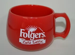 Folgers Cafe Latte Vintage Coffee Mug Red Acrylic "Break into your Day" - Picture 1 of 6