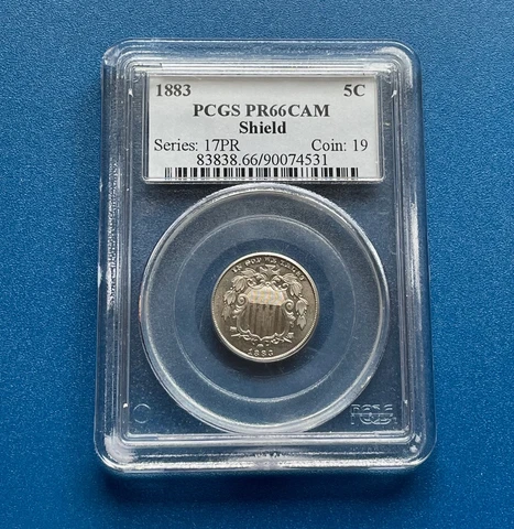 1883 shield 5c PCGS PF 66 Cameo Stunning gem Coin Cover