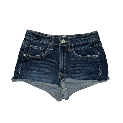 Mossimo womens 100% cotton high rise cut off shorts size 5 stretch dark wash - Image 1 of 3