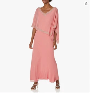 J Kara Damen verziertes Overlay Kleid (koralle, 14) - Bild 1 von 3
