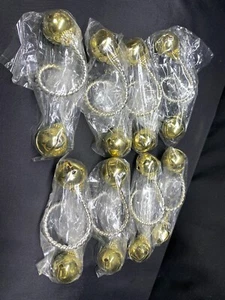 NEW !! Set of 8 ~ Silver / Gold "JINGLE BELLS" Napkin Rings / Holders ~ 5 1/2" - Picture 1 of 7
