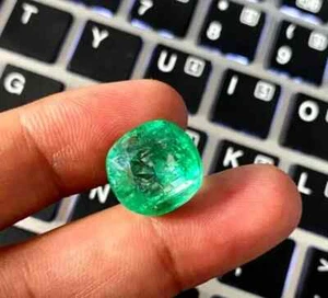 Cuscino Pietre Sciolte Colombiane Naturali Taglio Smeraldo Verde 11-12 Ct Certificato - Foto 1 di 7