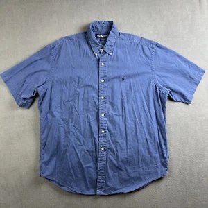 Ralph Lauren Blaire Shirt Mens XL Indigo Blue Cotton Canvas Button Down Polo VTG - Picture 1 of 10