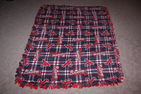 MLB ATLANTA BRAVES Double-Thick Fleece Bedspread/Blanket/Throw-67"x57" Cover