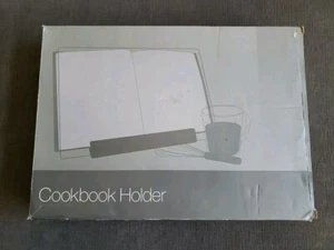New - Crate And Barrel Modern Cookbook Holder Tempered Glass Sheild - Adjustable - Picture 1 of 7