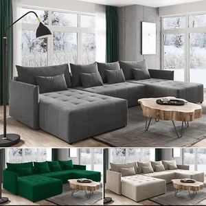 Ausziehbares Ecksofa LENO U, Eckcouch mit Bettkasten, Ecksofa mit Schlaffunktion - Bild 1 von 19