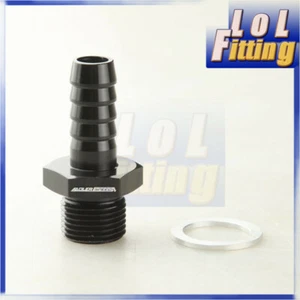Bosch 044 Fuel Pump Inlet M18 x 1.5 To 1/2" (12.7mm) Barb Aluminum Adapter Black - Picture 1 of 6