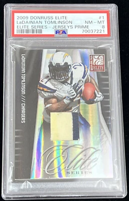 2009 Donruss Elite Series Prime LADAINIAN TOMLINSON Patch 2/50 PSA 8 POP 1 - Image 1 of 3