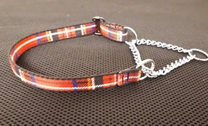 COLLARE CANE TARTAN ROSSO MEZZO CHECK/CHOKE TAGLIA MEDIA REGOLAZIONE COLLO DA 11" A 16"<~~ - Foto 1 di 3