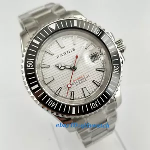 41mm Parnis Date Stahlgehäuse leuchtend weiß Zifferblatt Automatik Herren Armbanduhr - Bild 1 von 9