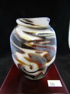 Vintage Art Glass- Mutli Colored Swirled Vase- Paperweight Colors ~2.5” x 3.75” - Image 1 of 4