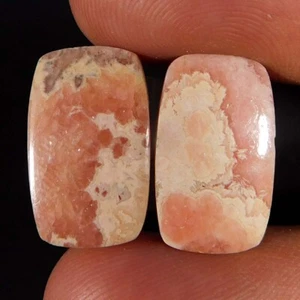 17.90Cts. Natural Top RED Rhodochrosite Pair Cushion Cabochon Loose Gemstone - Picture 1 of 3