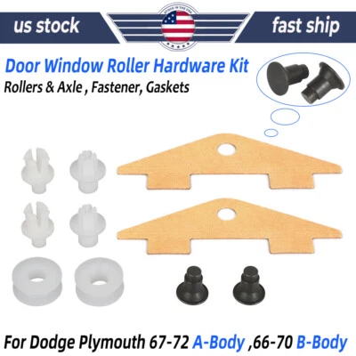 For Dodge & Plymouth Door Window Roller Hardware Kit 67-72 A-Body 66-70 B-Body - Imagem 1 de 4