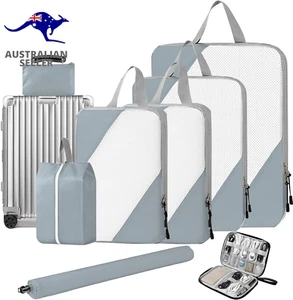 8 Set Compression Packing Cubes for Travel Expandable Packing Organizers Travel  - Picture 1 of 13