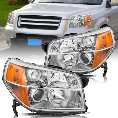 For 2006 2007 2008 Honda Pilot Chrome Housing Amber Corner Headlights Assembly - Изображение 1 из 4