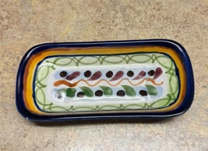 Vintage Mexican Signed Hand Painted Art Pottery Trinket Dish - Picture 1 of 3