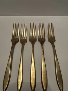 Vintage Dirigold Dirilyte Goldware Flatware Dinner Forks Lot Of 5 (B) - Picture 1 of 8