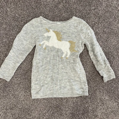 Suéter Carters Unicornio Brillo Niñas Talla 4t Manga Larga Gris Foto 1 de 4