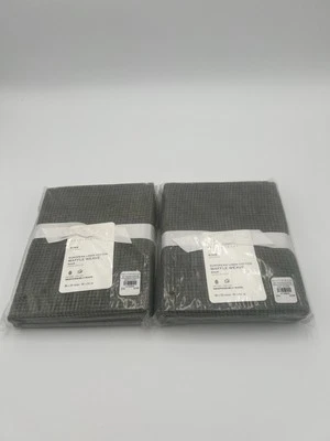 2 fundas Pottery Barn de lino europeo de algodón WAFFLE WEAVE KING - Loden Foto 1 de 4