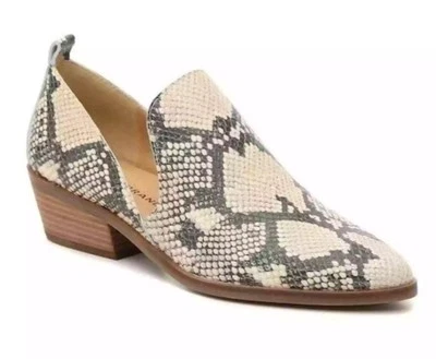 Lucky Brand Macce Slip-On Ankle Bootie Snake Print Cream Leather Size 8.5 - Image 1 of 4