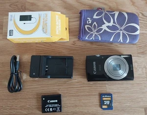 Canon IXUS 145 16,0MP Digital Compact Camera 8x Zoom Black, Charger, SD, Case - Picture 1 of 10