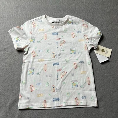 Camiseta Tucker + Tate Niños Pequeños 4 Blanco Perrito Caliente Parque Preppy Hipster Foto 1 de 4