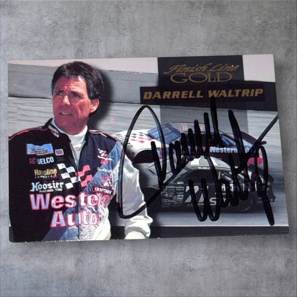 Darrell Waltrip JAWS 1994 FINISH LINE GOLD VINTAGE NASCAR HOFer signed card - Image 1 of 1