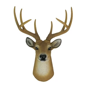 Zeckos Buck Horns Amazing Antlers Wall Mounted Trophy Deer Head Sculpture - Picture 1 of 8