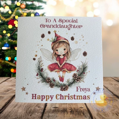 DIZZY DUCKS CARDS Personalised Happy Christmas Card Daughter Great Granddaughter Niece Name Fairy