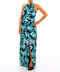 Michael Kors Halterneck Floral-Print Maxi Dress Size S Long New Without Tags - Picture 1 of 4