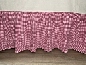 Pottery Barn Kids Pink Gingham Check Bed Skirt Full Size 13” Drop Dust Ruffle - Picture 1 of 6