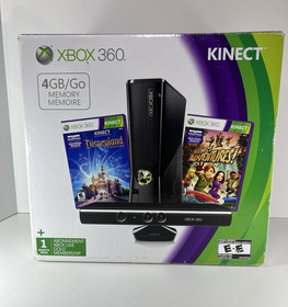 Microsoft Xbox 360 Slim 4GB Disneyland Adventures Kinect in Box Tested 5 Games