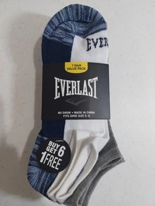 NUOVO Everlast No Show Comfort Top Calzini Set di 7 Paia Scarpe Taglia 5-9 Calzino Nuovo con etichette - Foto 1 di 5