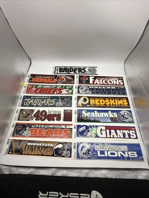 NFL Lote de 13 Pegatinas Parachoques Vintage Años 90 Leones, Gigantes, Vaqueros, Chiefs, 49ers. Foto 1 de 4