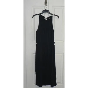 Splendid Women's Sleeveless Halter Neck Side Slit Maxi Dress in Black Large $128 - Picture 1 of 3