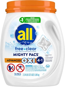 Laundry Detergent Pacs, Mighty Pacs with OXI Stain Removers and Whiteners, Free - Picture 1 of 12