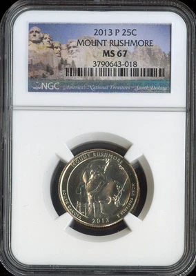2013 P MOUNT RUSHMORE PARKS QUARTER NGC MS67 PQ SPOTLESS. - Image 1 of 2
