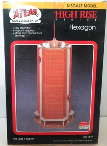Atlas N Scale High Rise Series Hexagon Building Kit Complete - Picture 1 of 2
