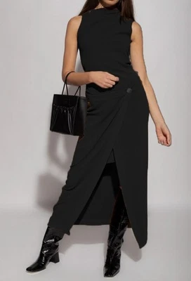 $868 Proenza Schouler Women's Black Sleeveless Button Wrap Dress Size 6 - Image 1 of 4