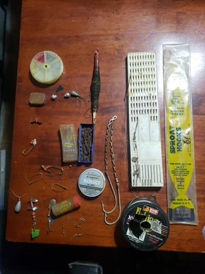 Vintage Fishing Tackle Lot- Hooks Weights Free Shipping  - Image 1 of 4