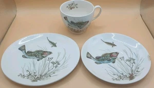 Johnson Brothers FISH, Design No.2, Cup, Saucer & Oval Plate. chipped saucer. - Picture 1 of 14