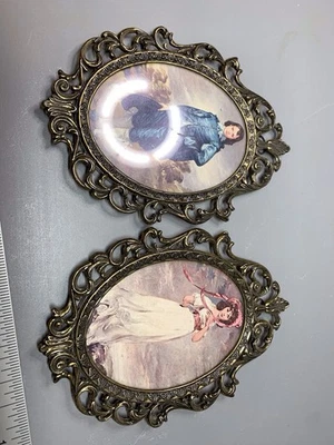 VTG MCM Ornate Brass Metal Frames Made In Italy Miniature Wall Art Mirrors Foto 1 de 4