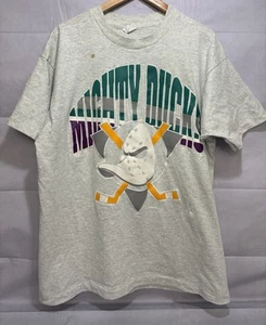 Mighty Ducks Vintage Shirt Anaheim NHL Graphic 1993 Hockey Disney Majestic Retro - Picture 1 of 10