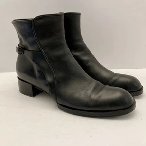 POMME D'OR Stiefel Booties schwarz Leder Moto Biker Damen 9 EU 41 Italy Side Zip - Bild 1 von 13