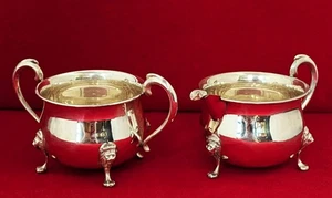 Vintage Sterling Silver LR Sugar Bowl & Creamer (Lion’s Head Footed Bowls) - Picture 1 of 8