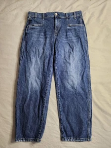 AYR The Beat Barrel Leg Cropped Jeans Womens Size 35x26 Medium Wash High Rise - Picture 1 of 10