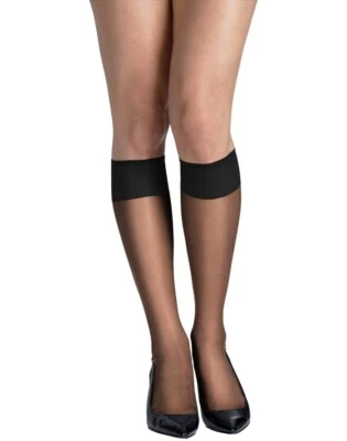 Hasta la rodilla Hanes Silk Reflections sedoso transparente, punta transparente, 2 pares Foto 1 de 2