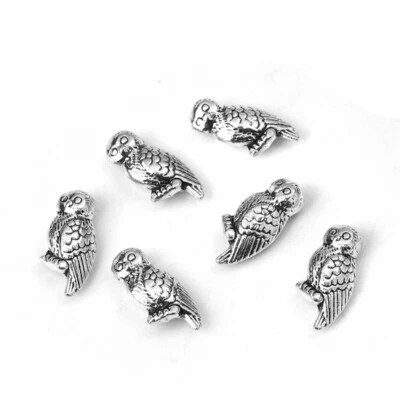 Owl Spacer Beads Tibetan Silver 16mm x 8mm Wise Bird 10pcs - Image 1 of 4