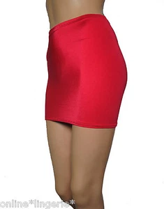  Roter Minirock hochtailliert schlicht Stretch Bodycon eng Damen kurzer Schlauchclub S29 - Bild 1 von 8